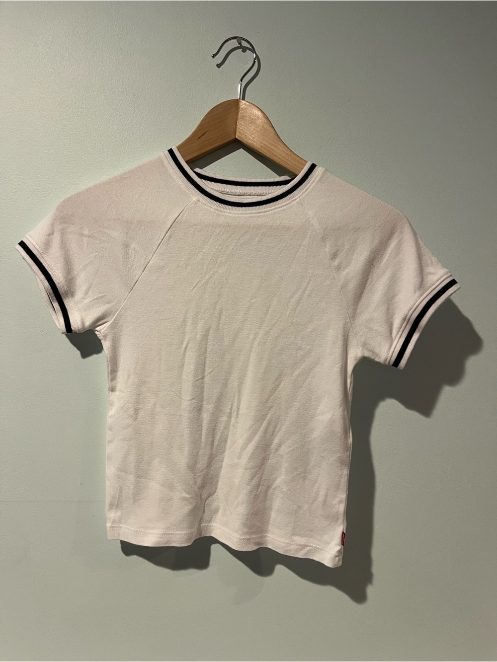 Levi's Women’s White & Black Ringer Slim Fit Cotton Crew Neck T-Shirt, Size S